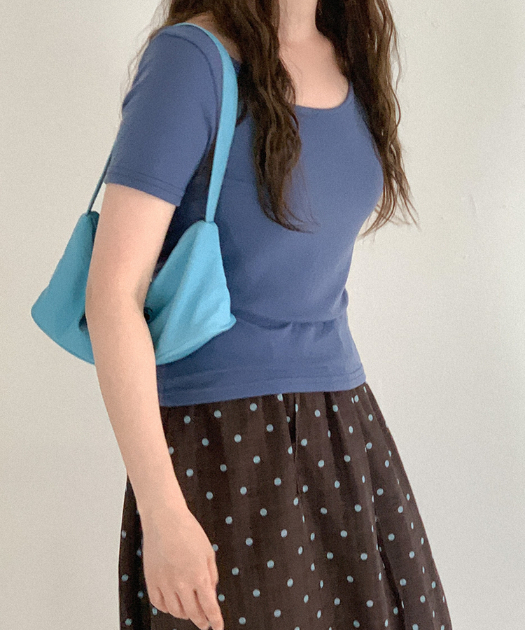 Uネック半袖Tシャツ(5color) BLUE