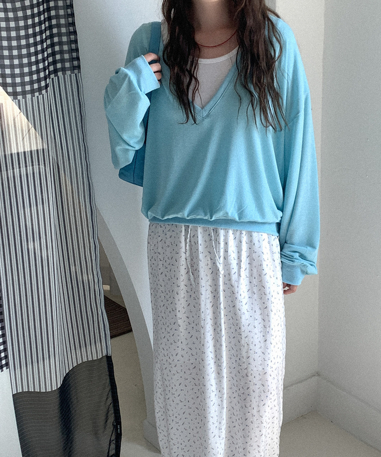 Uネック半袖Tシャツ(5color) IVORY
