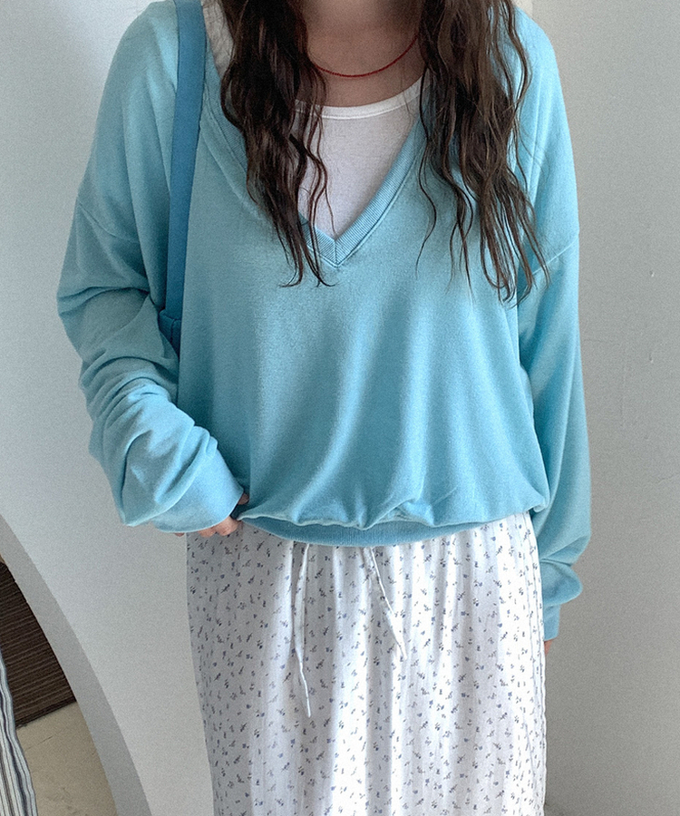 Uネック半袖Tシャツ(5color) IVORY