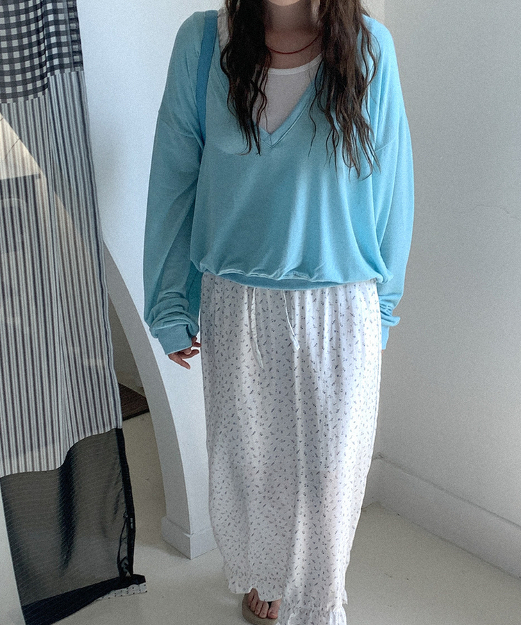 Uネック半袖Tシャツ(5color) IVORY