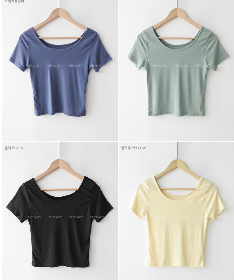 Uネック半袖Tシャツ(5color)