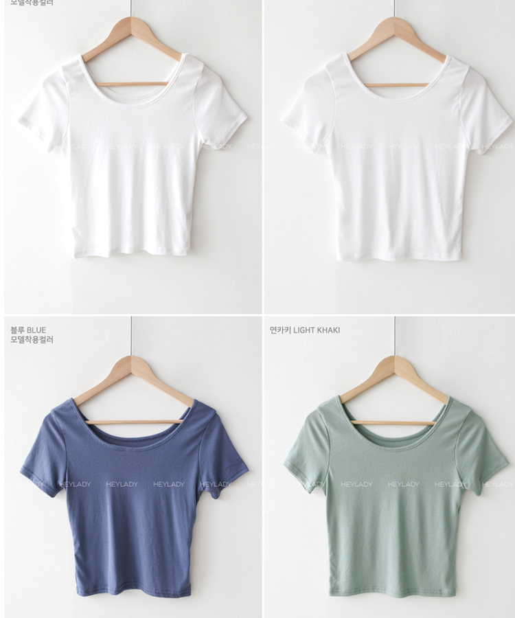 Uネック半袖Tシャツ(5color)