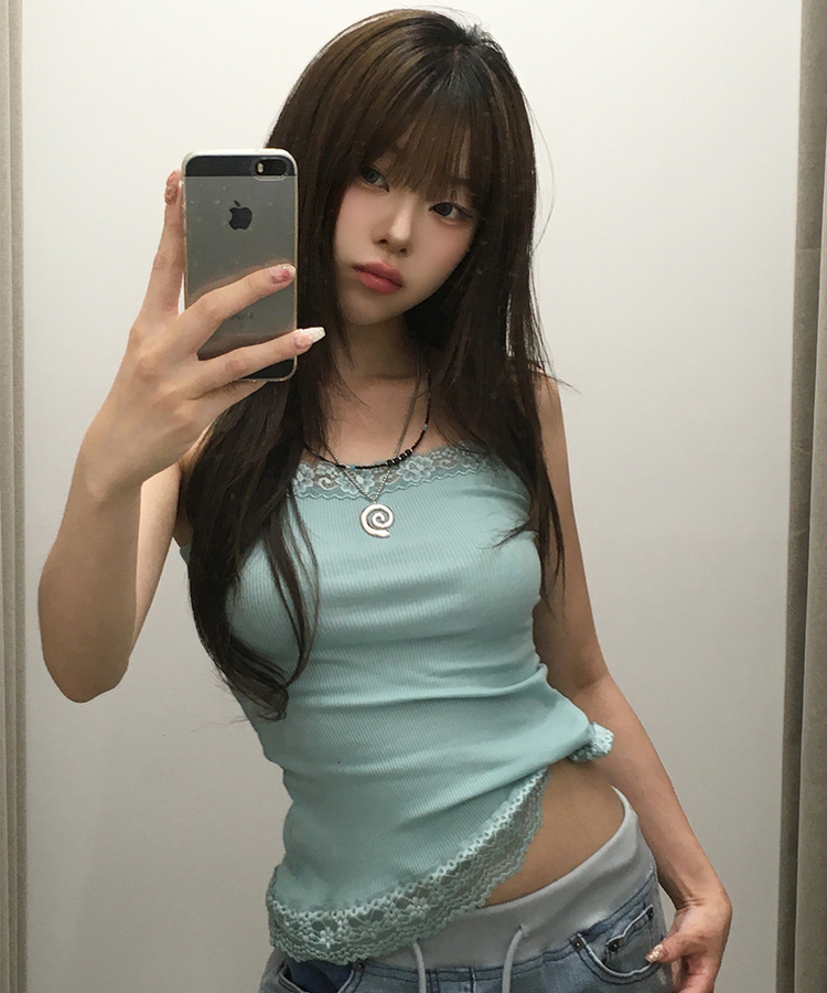 レーススクエアネックキャミソール(7color) MINT
