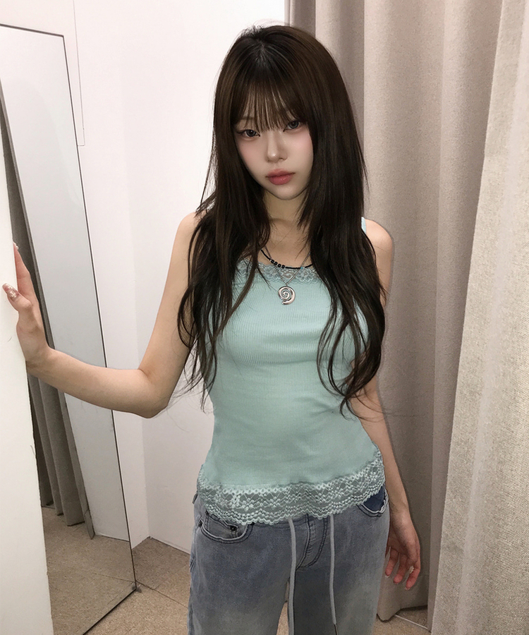 レーススクエアネックキャミソール(7color) MINT