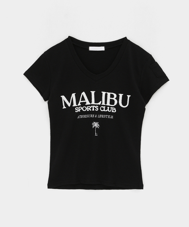 レタリングVネックポケット半袖Tシャツ