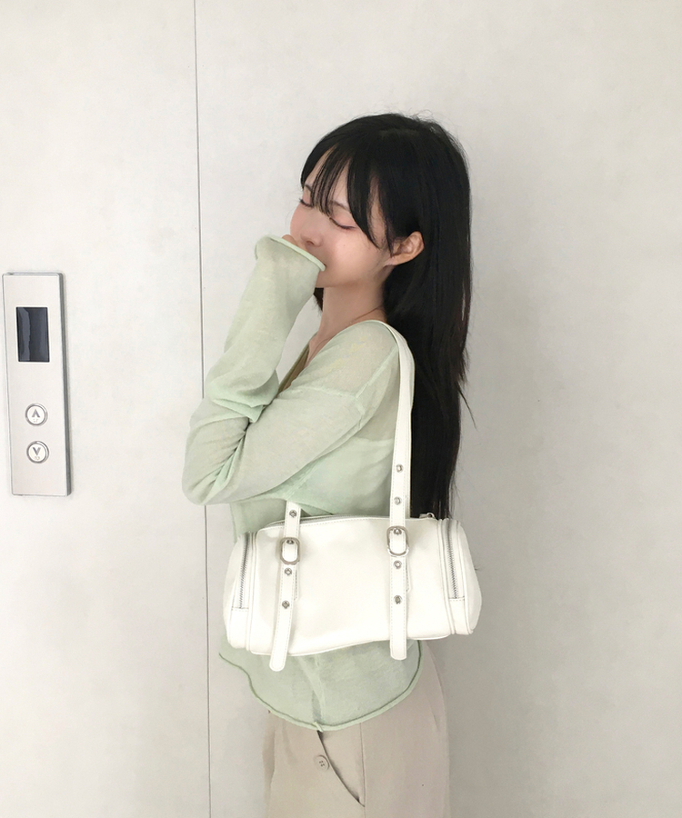 リネンシアーVネック長袖カーディガン(7color) MINT