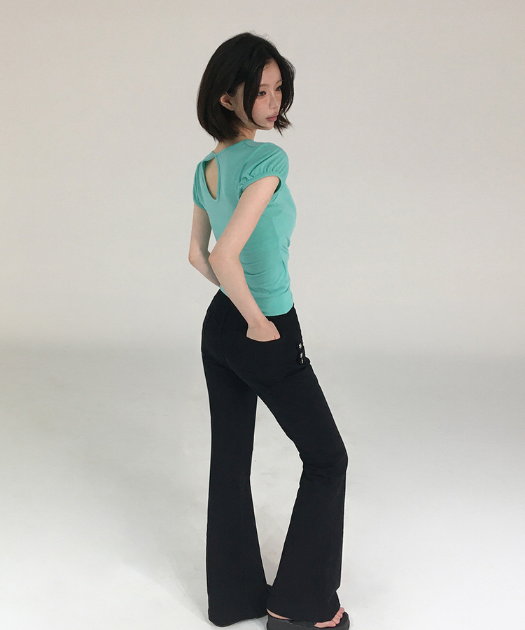 レースラップレイヤードパフ半袖Tシャツ MINT