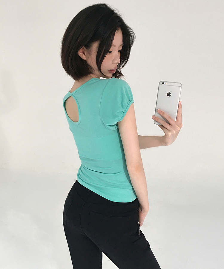 レースラップレイヤードパフ半袖Tシャツ MINT