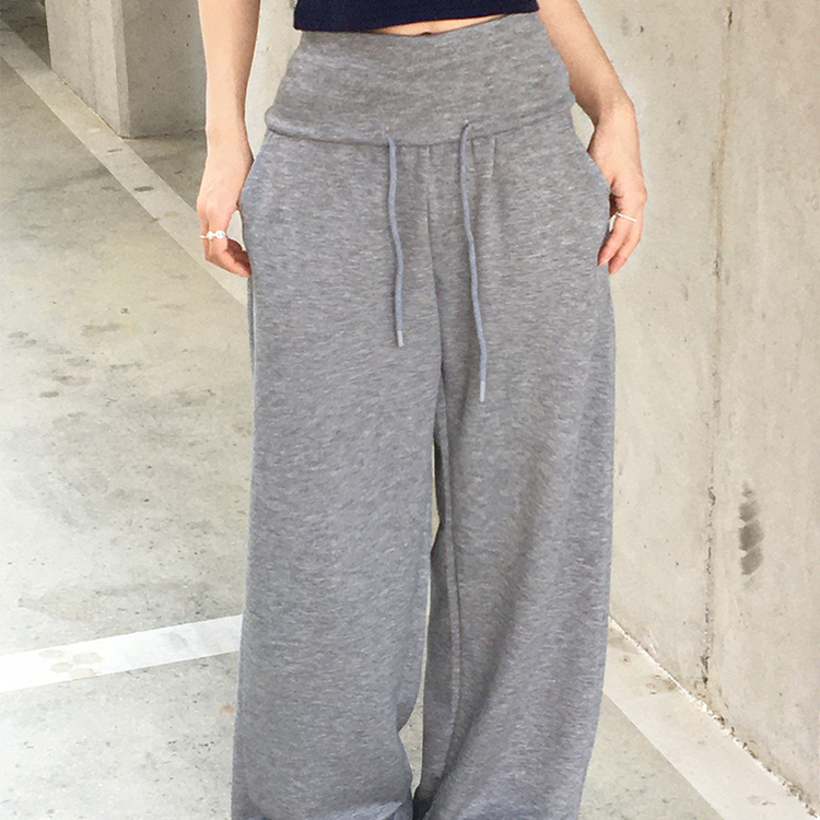 スナップボタンワイドトレーナーパンツ GREY