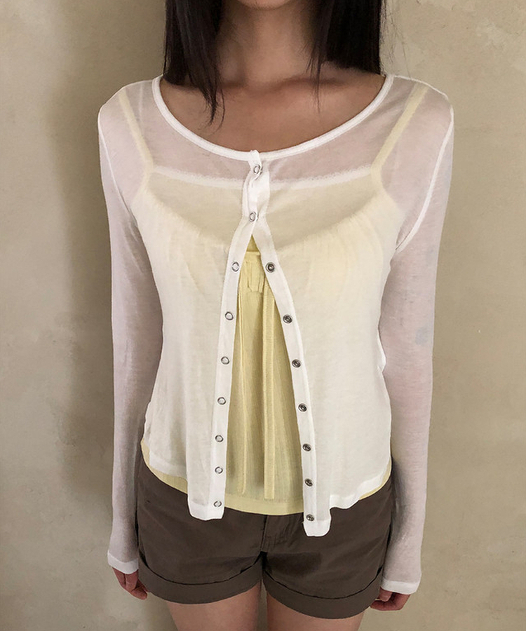 ウェーブテンセルカーディガン(7color) WHITE