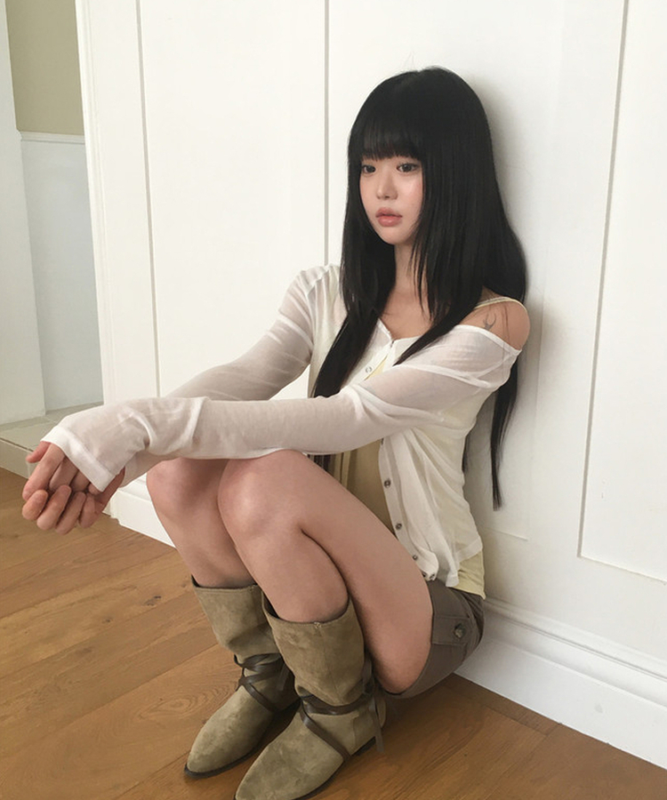 ウェーブテンセルカーディガン(7color) WHITE
