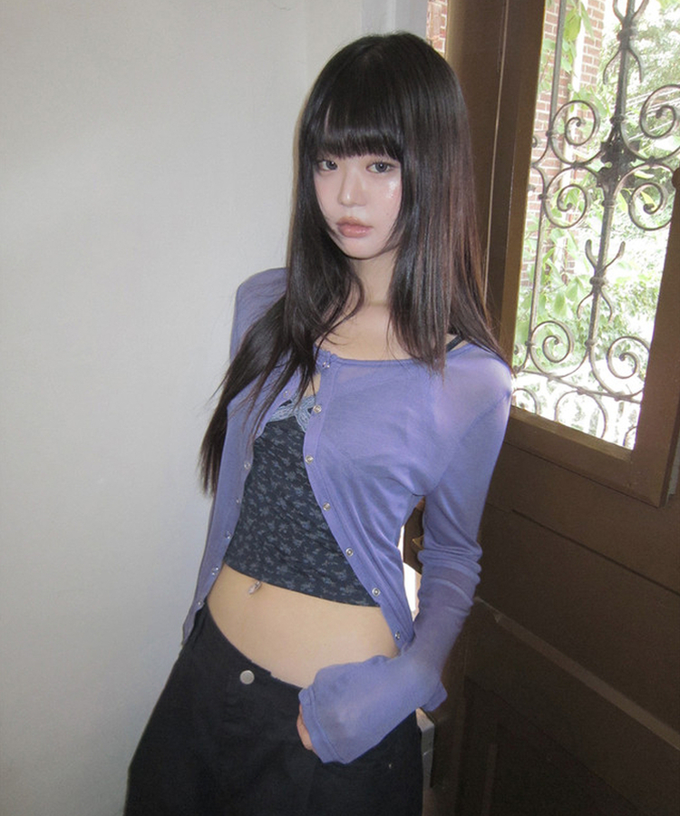 ウェーブテンセルカーディガン(7color) LAVENDER