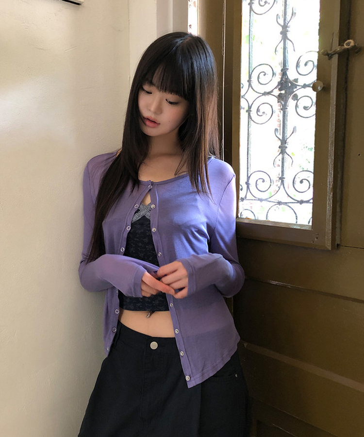 ウェーブテンセルカーディガン(7color) LAVENDER