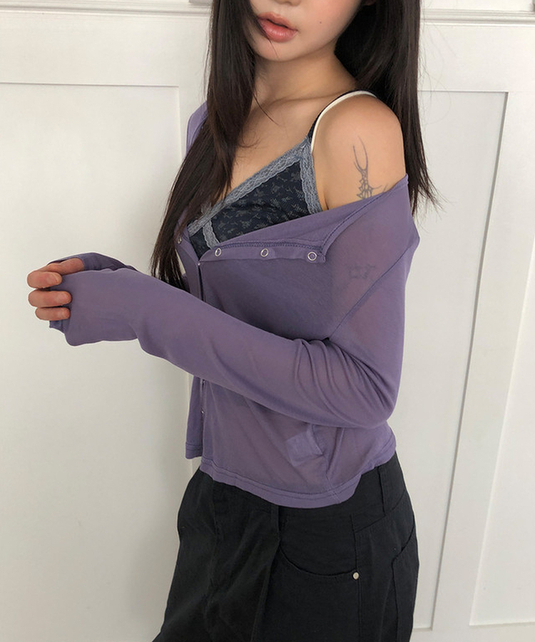 ウェーブテンセルカーディガン(7color) LAVENDER