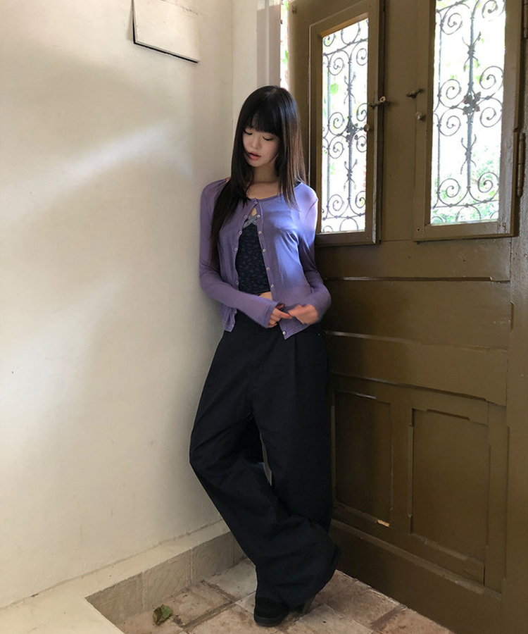 ウェーブテンセルカーディガン(7color) LAVENDER