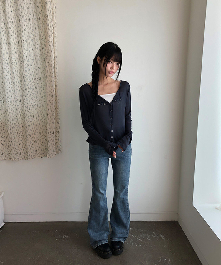 ウェーブテンセルカーディガン(7color) NAVY