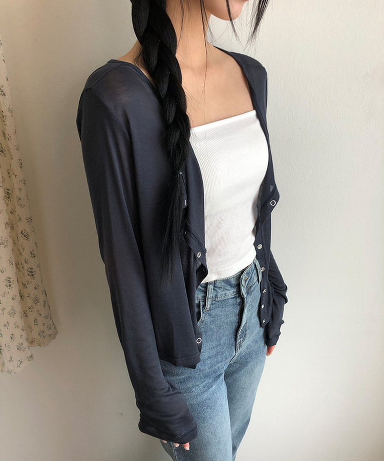 ウェーブテンセルカーディガン(7color) NAVY