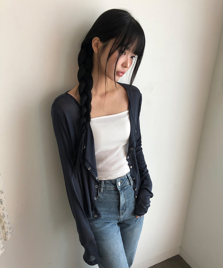 ウェーブテンセルカーディガン(7color) NAVY