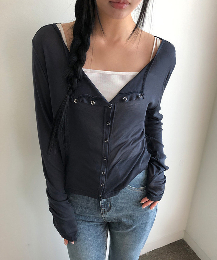 ウェーブテンセルカーディガン(7color) NAVY