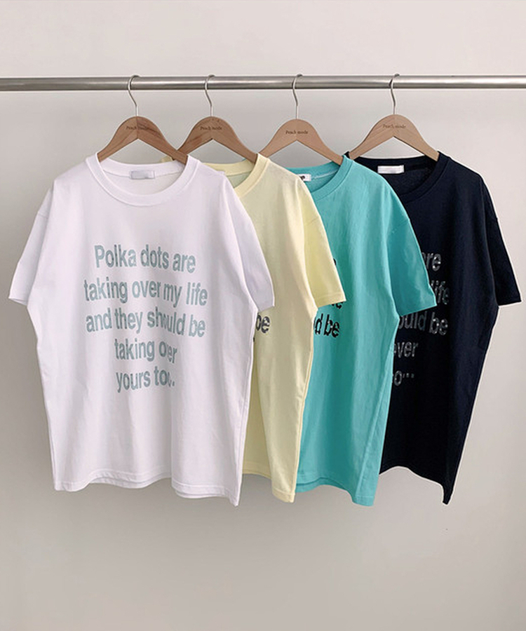ドットレタリングUネックルーズ半袖Tシャツ