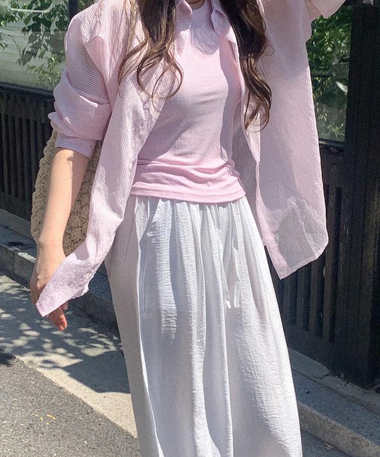 ベーシックリブノースリーブ(5color) PINK