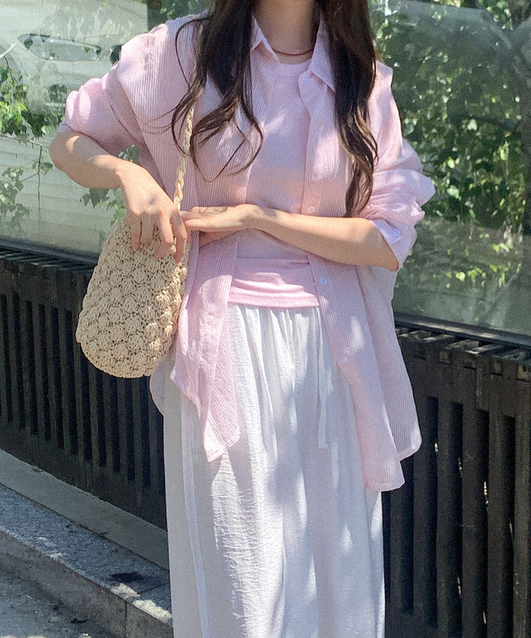 ベーシックリブノースリーブ(5color) PINK