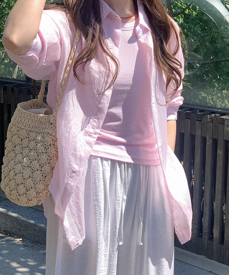 ベーシックリブノースリーブ(5color) PINK