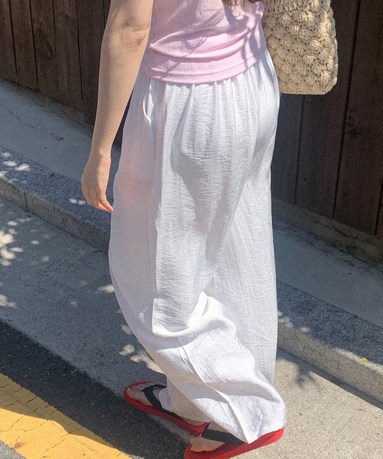 ウエストゴムワイドパンツ IVORY