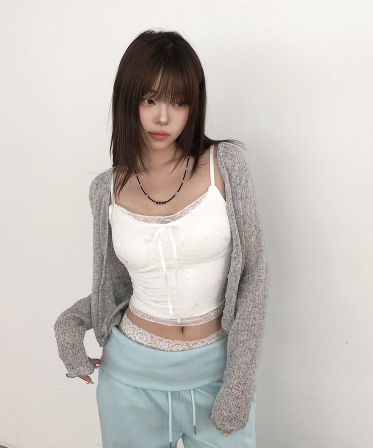 シアーリブVネック長袖カーディガン(5color) Merange Gray