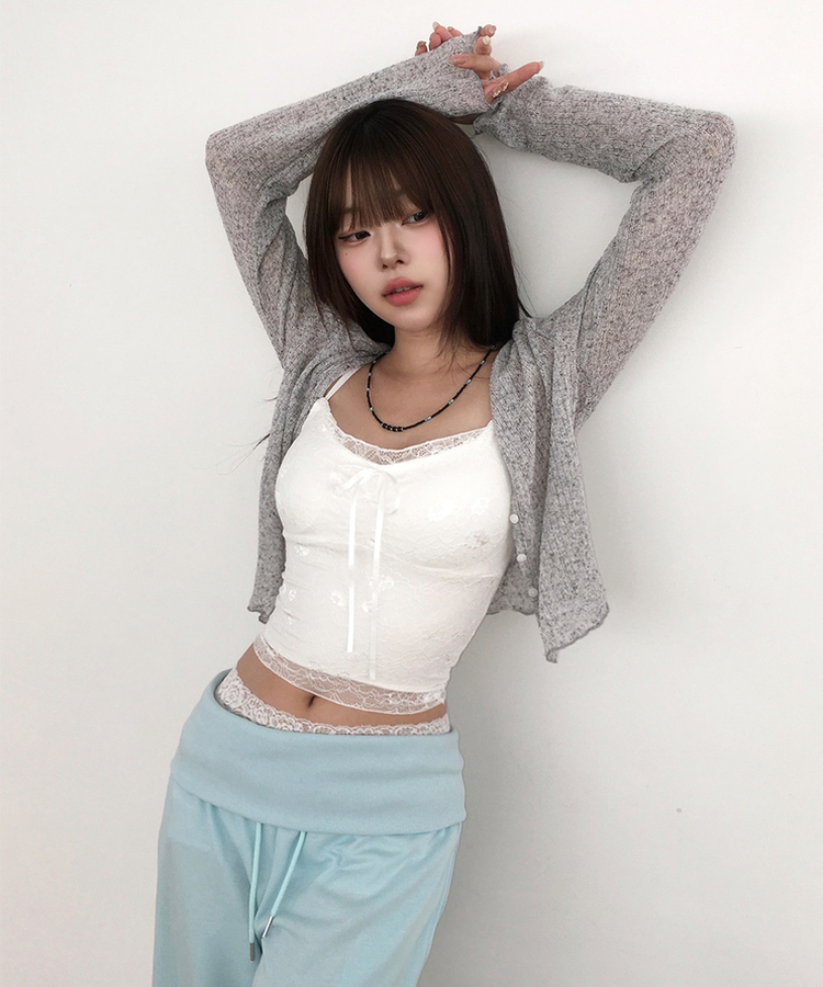 シアーリブVネック長袖カーディガン(5color) Merange Gray