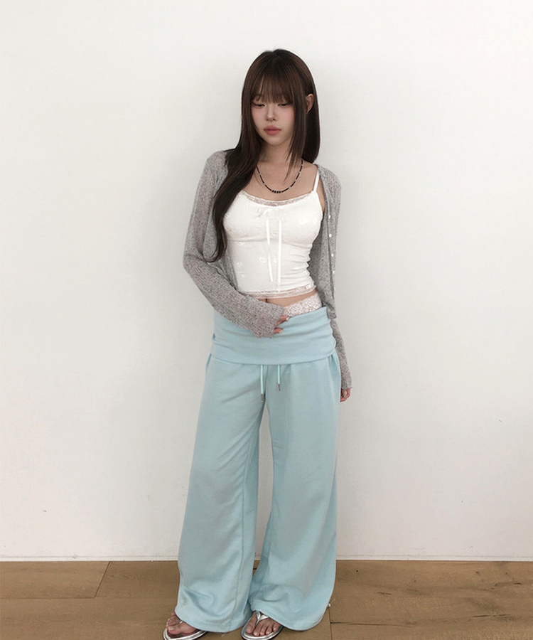 【カップ付き】リボンレースクロップドキャミソール WHITE