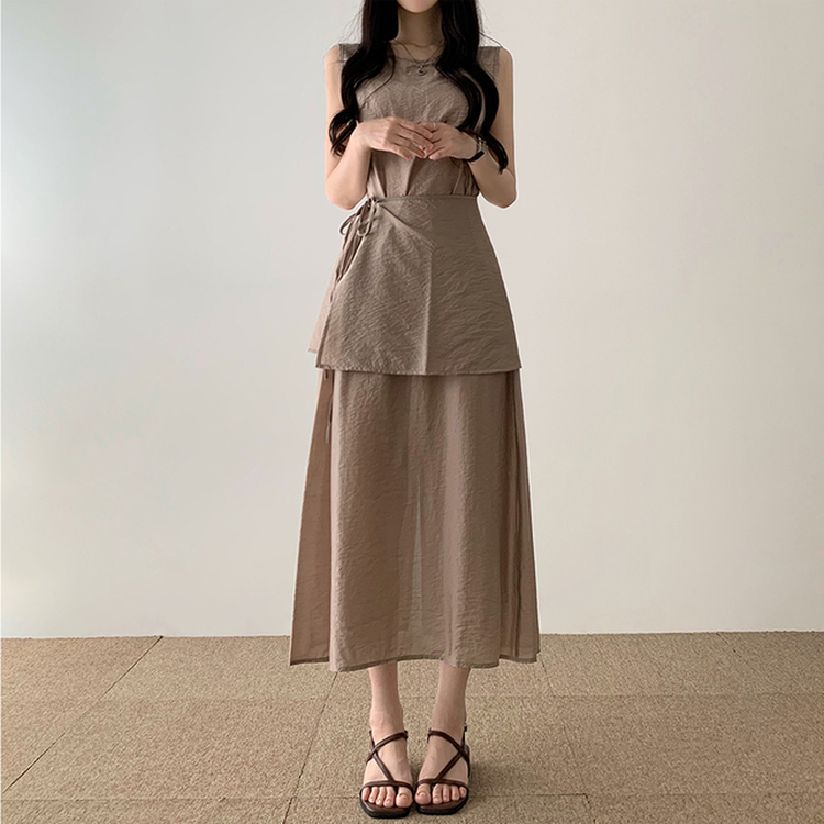 ラップキャミソールロングワンピース BEIGE