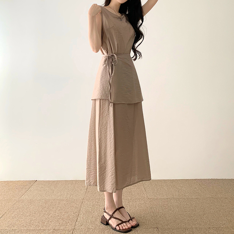 ラップキャミソールロングワンピース BEIGE