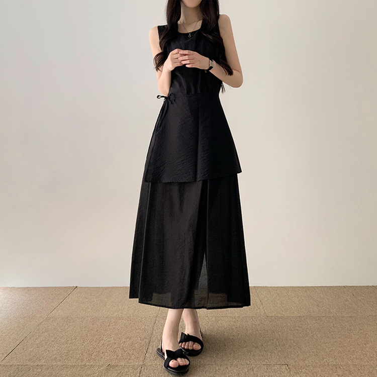 ラップキャミソールロングワンピース BLACK