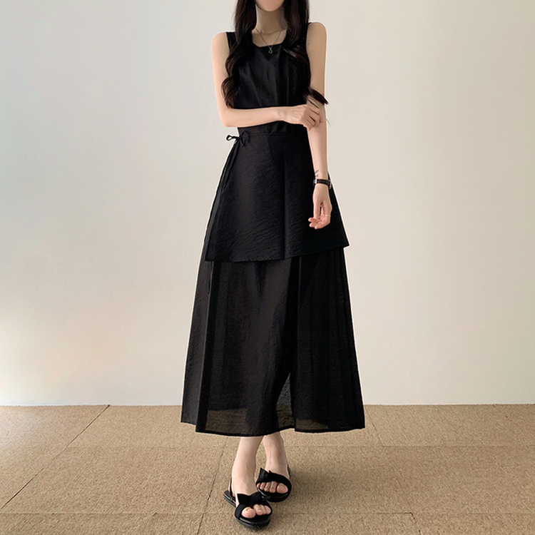 ラップキャミソールロングワンピース BLACK