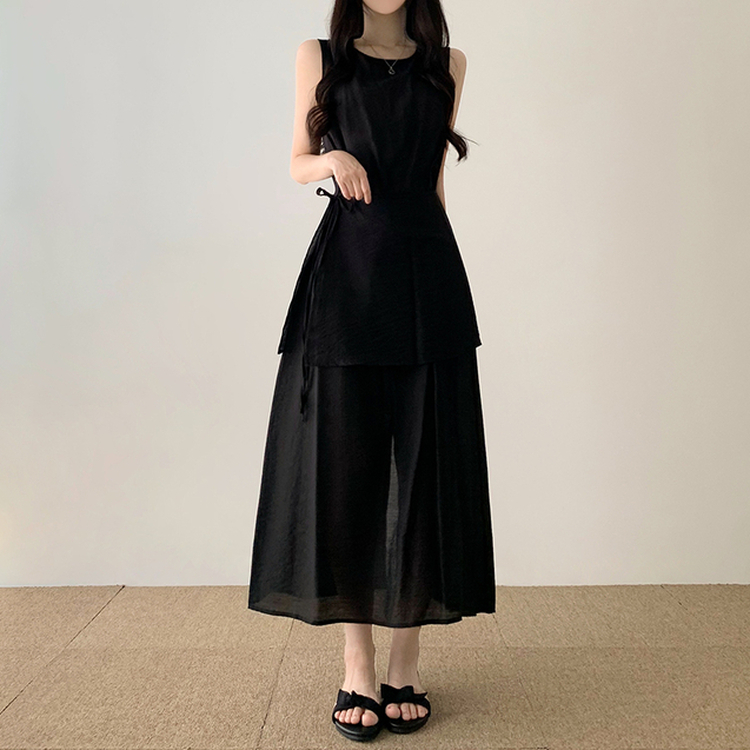ラップキャミソールロングワンピース BLACK