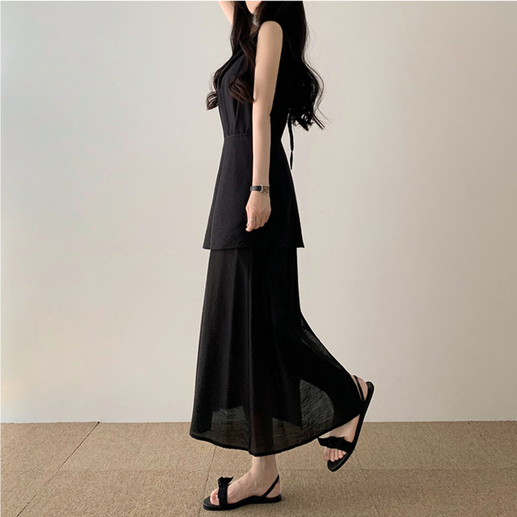 ラップキャミソールロングワンピース BLACK