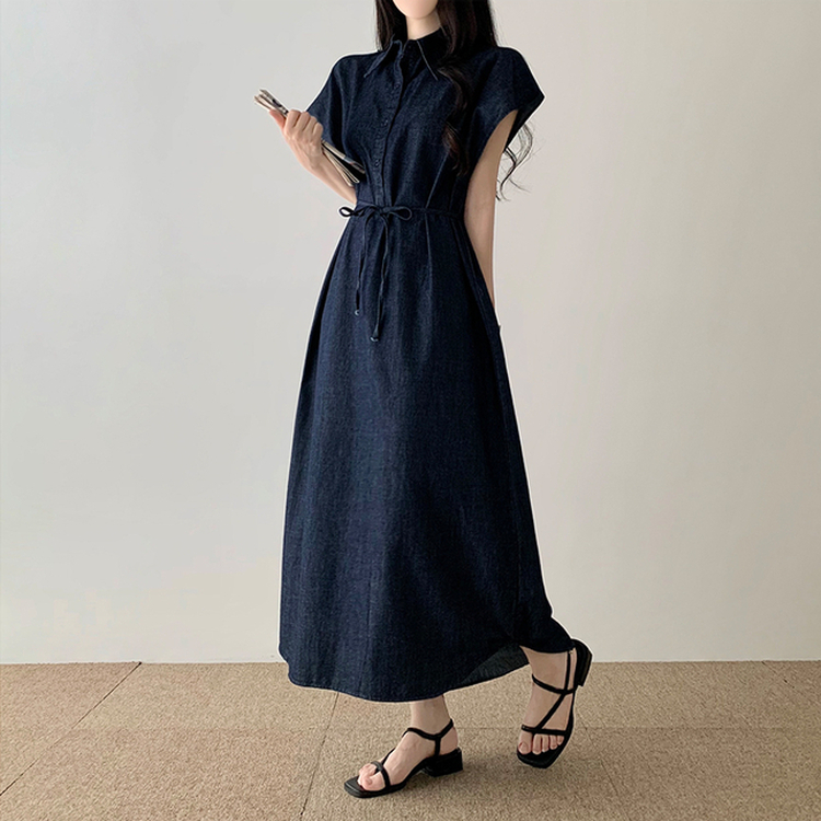 デニムロングワンピース DEEP DENIM