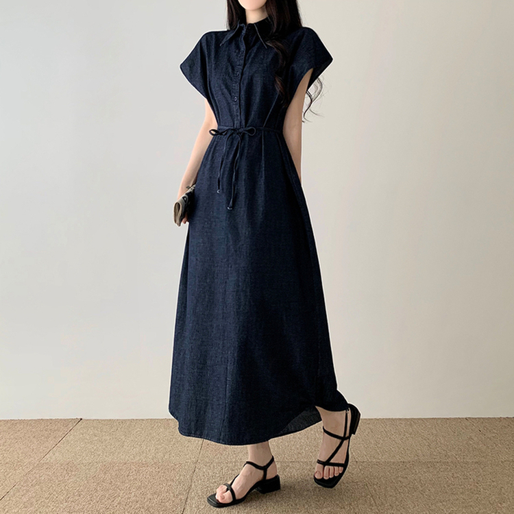デニムロングワンピース DEEP DENIM