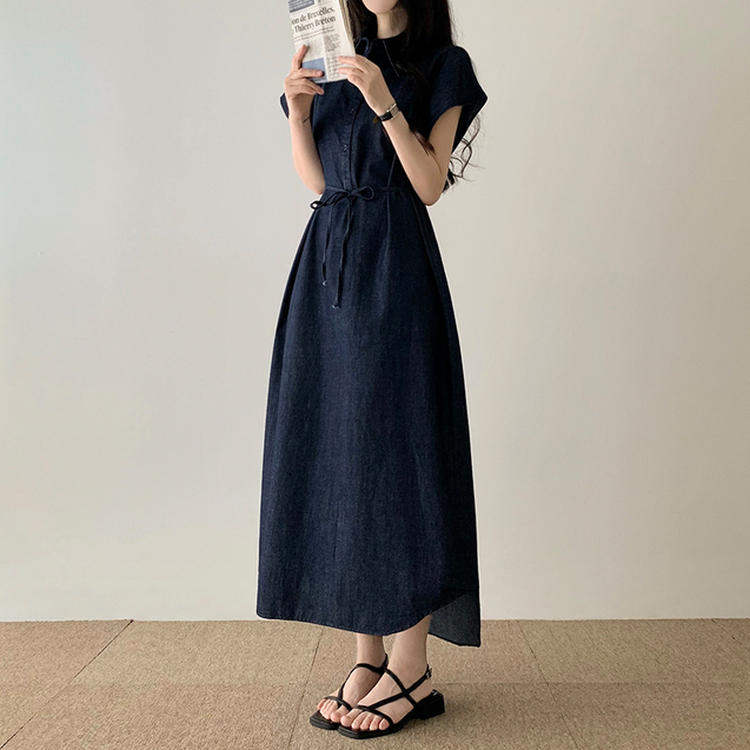 デニムロングワンピース DEEP DENIM