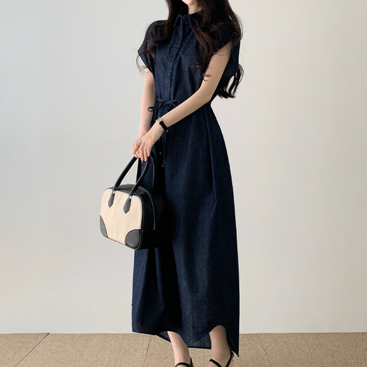 デニムロングワンピース DEEP DENIM