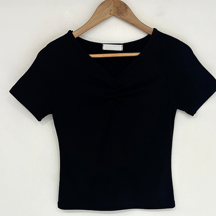 シャーリングVネック半袖Tシャツ