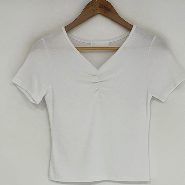 シャーリングVネック半袖Tシャツ