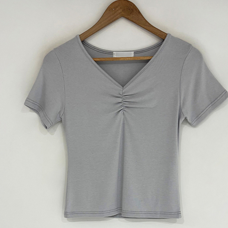 シャーリングVネック半袖Tシャツ