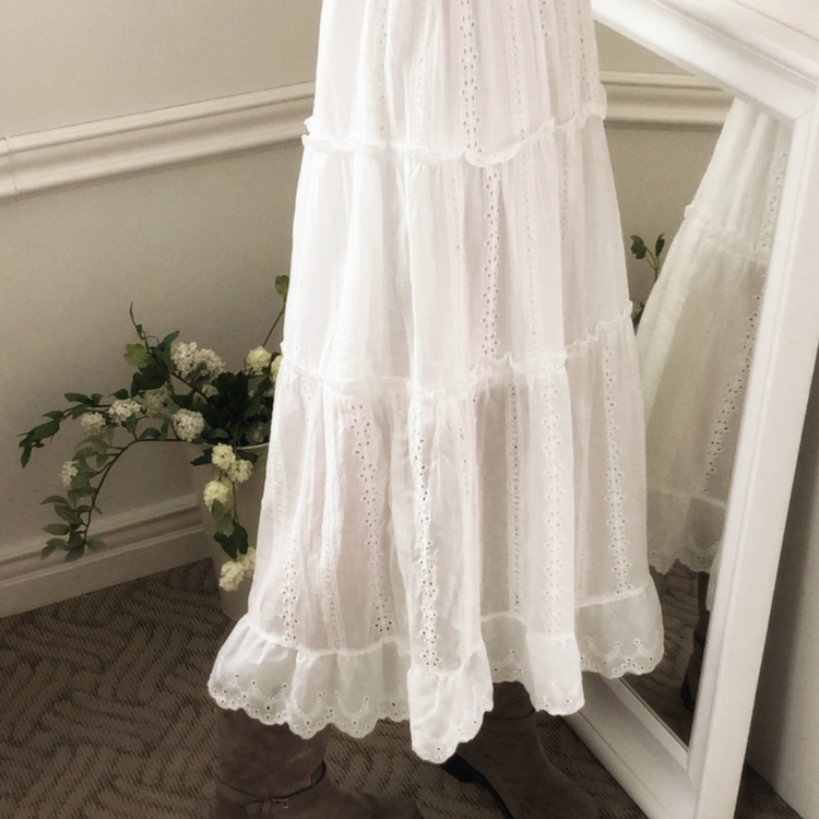 パンチングレースキャミソールロングワンピース WHITE