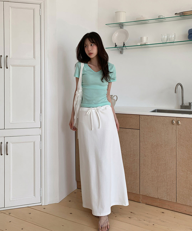 Aラインマキシロングスカート IVORY
