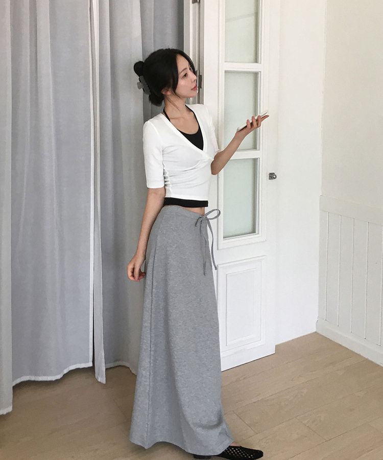 Aラインマキシロングスカート GRAY