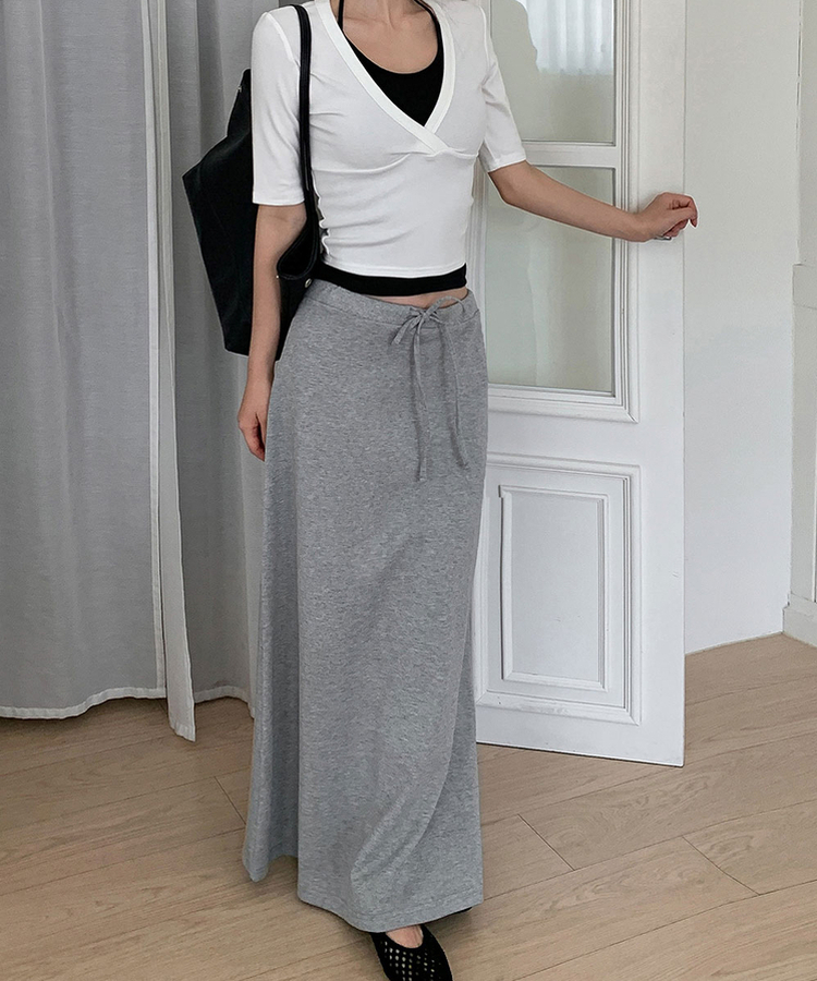 Aラインマキシロングスカート GRAY