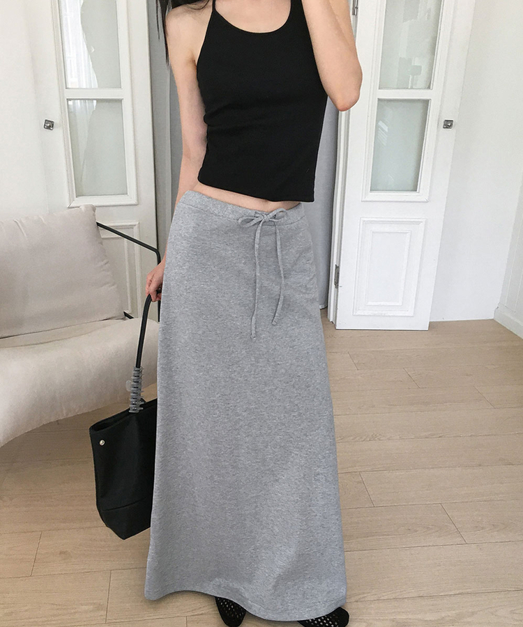 Aラインマキシロングスカート GRAY
