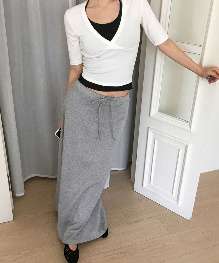 Aラインマキシロングスカート GRAY
